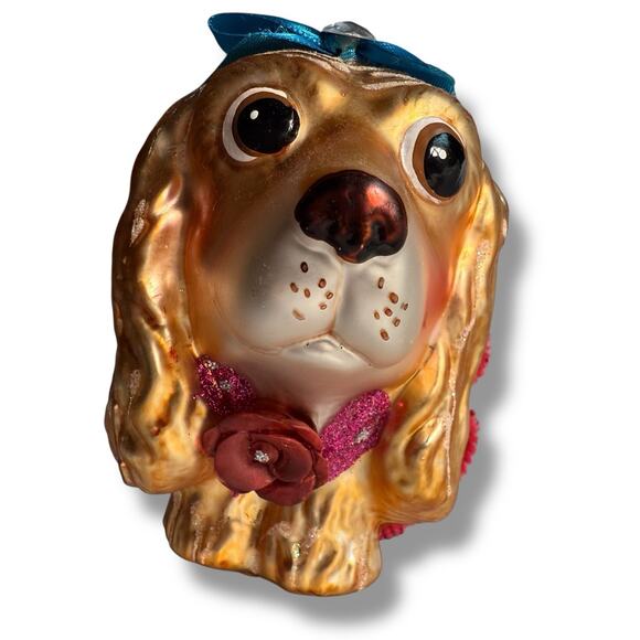 December Diamonds Anthropomorphic Cocker Spaniel Puppy Glass Christmas Ornament - Picture 3 of 16